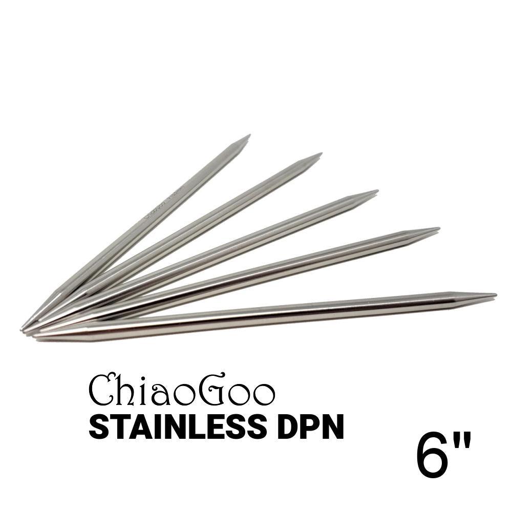 6 inch (15 cm) Chiaogoo Stainless double point knitting needles - Available Size 0-11