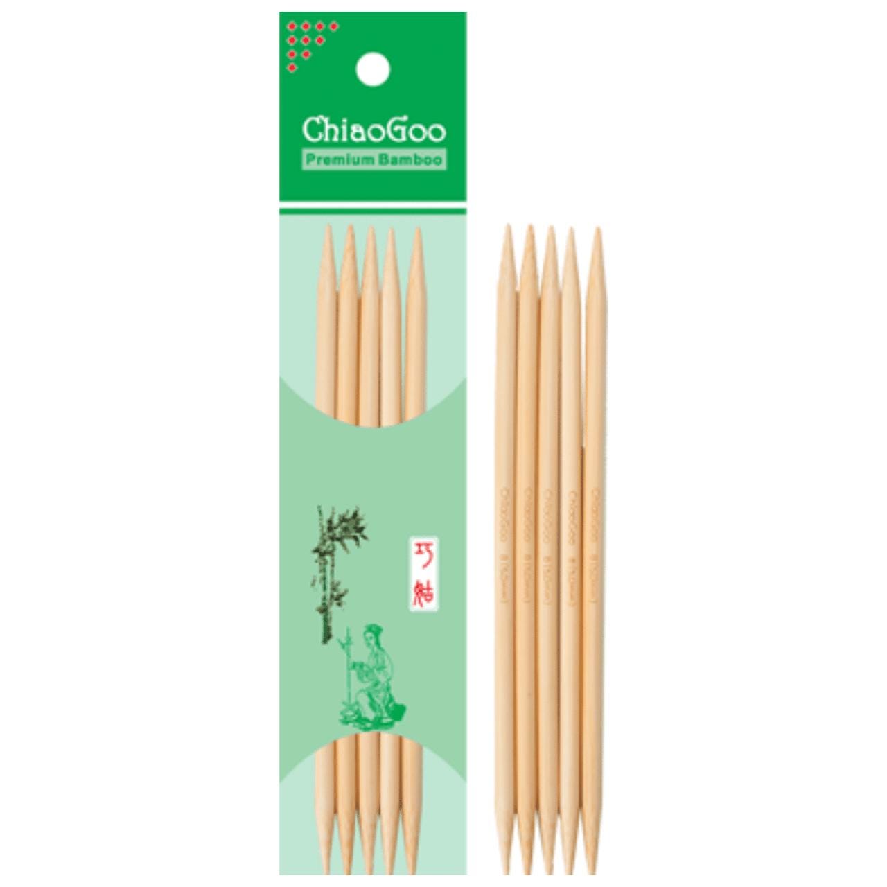 6 inch (15 cm) Chiaogoo Bamboo Natural double point knitting needles - Available Size 0-13