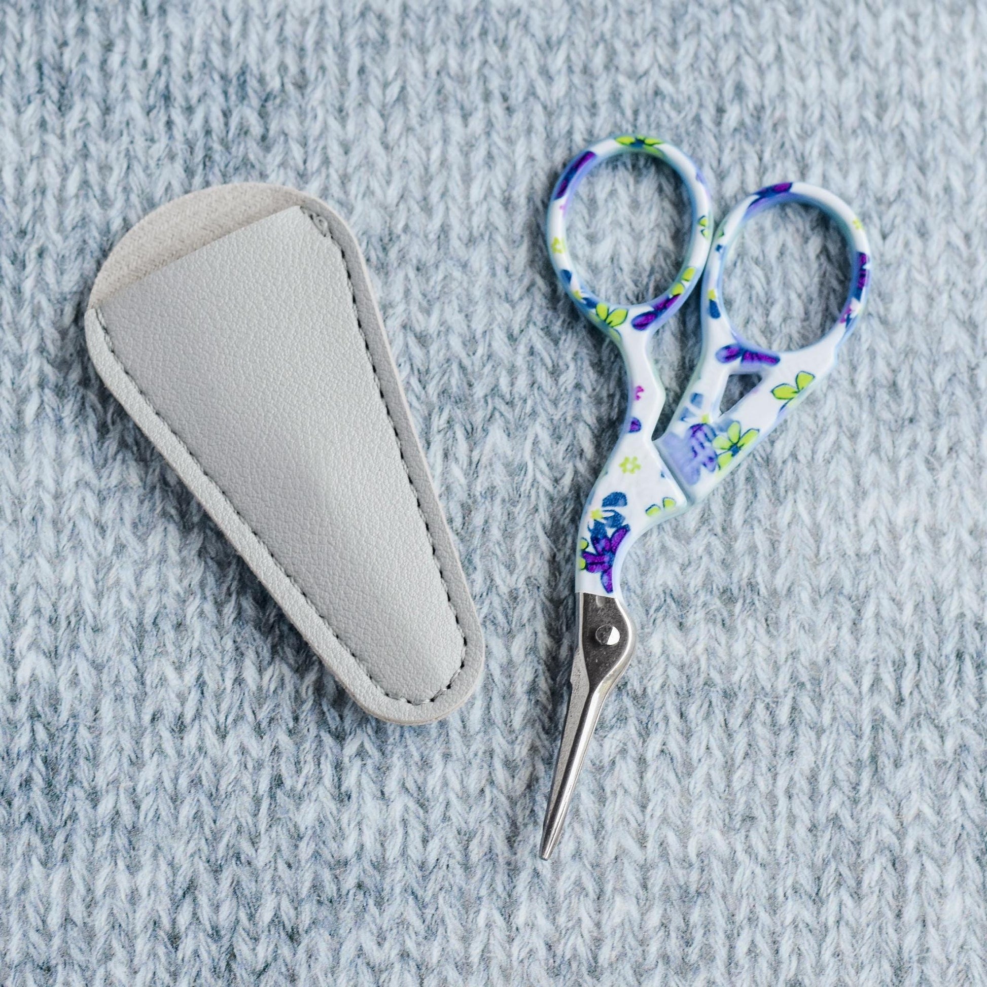 Blur Purple Green Floral stork scissor, Knit Scissors, embroidery scissor, cross stitch, embroidery accessory, Stainless Steel, Cover