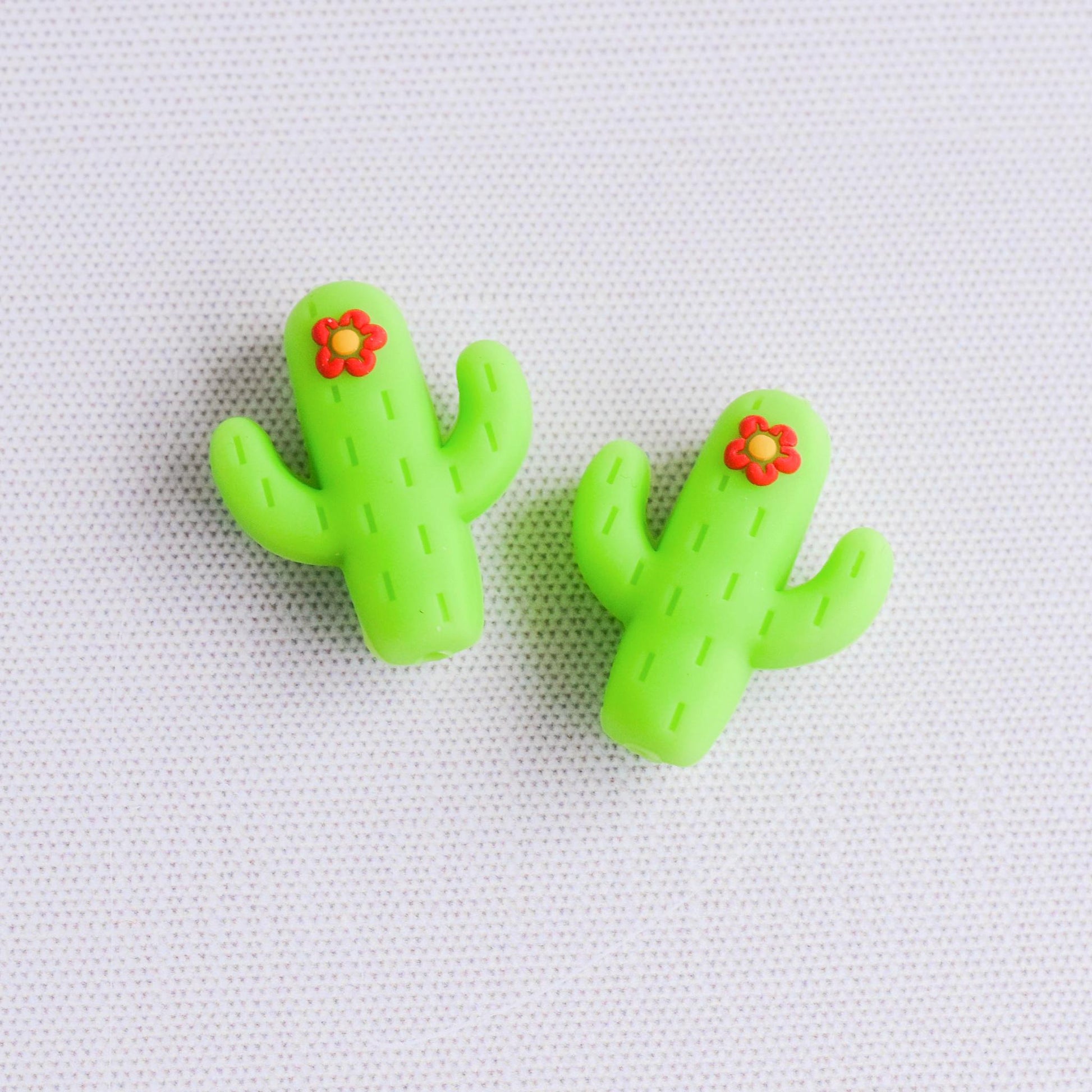 Cactus Flower Silicone Stitch Stoppers - Set of 2 - Knitting Needle Point Protectors, Stitch Holders, Needle Stoppers