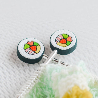 Sushi Silicone Stitch Stoppers - Set of 2 - Knitting Needle Point Protectors, Stitch Holders, Needle Stoppers