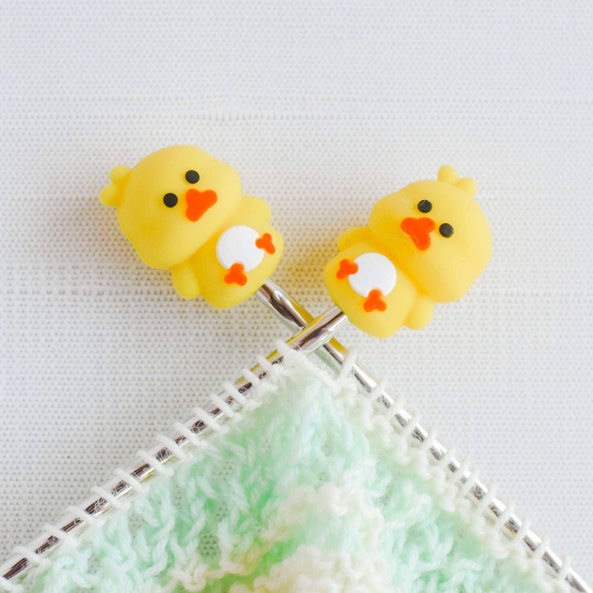 Ducks Silicone Stitch Stoppers - Set of 2 - Knitting Needle Point Protectors, Stitch Holders, Needle Stoppers