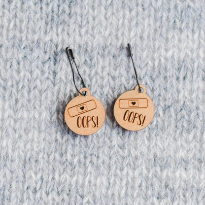 Set of 2 Stitch Markers, Oops Stitch Markers, Mistakes Knitting Stitch Markers, UhOh, Oops, Uh-Oh