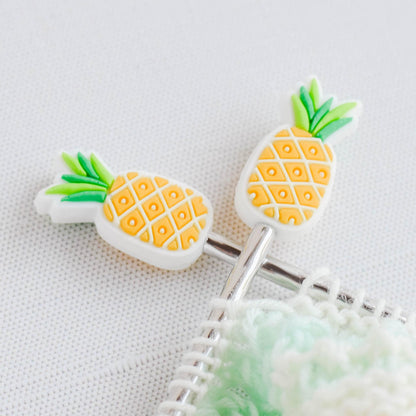 Pineapple Silicone Stitch Stoppers - Set of 2 - Knitting Needle Point Protectors, Stitch Holders, Needle Stoppers