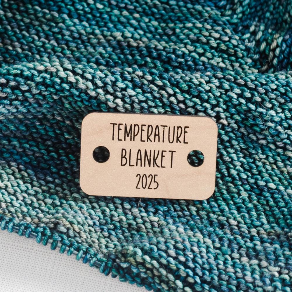 Temperature Blanket Button - 2025 - Engraved Wood Button, Crochet Blanket Tag, Knit Blanket, Weather Blanket Button, Laser Engraved Wood