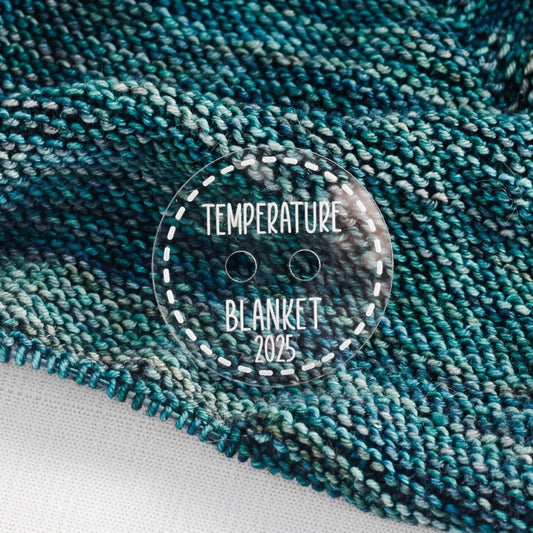 Temperature Blanket Button - 2025 - Engraved Acrylic Button, Crochet Blanket Tag, Knit Blanket, Weather Blanket Button, Laser Engraved