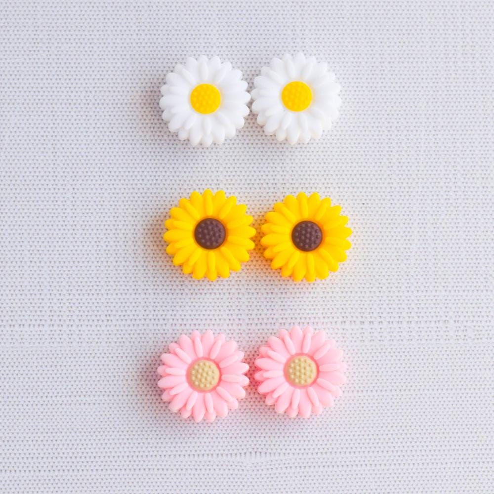 Daisy Flower Silicone Stitch Stoppers - Set of 2 - Knitting Needle Point Protectors, Stitch Holders, Needle Stoppers