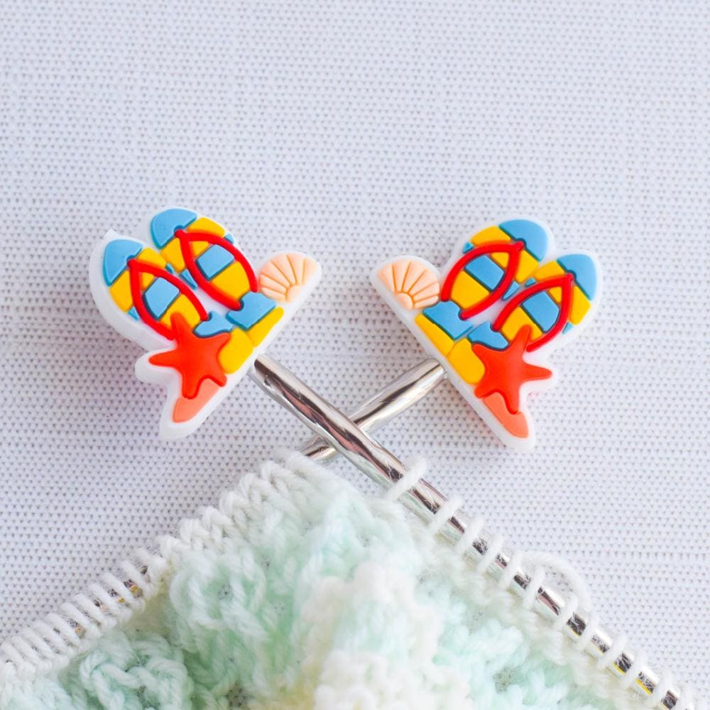 Beach Silicone Stitch Stoppers - Set of 2 - Knitting Needle Point Protectors, Stitch Holders, Needle Stoppers