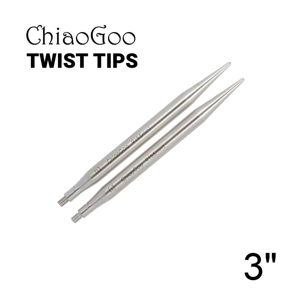 3 Inch (7.5 cm) ChiaoGoo TWIST Interchangeable Needle Tips - Mini, Small, Large