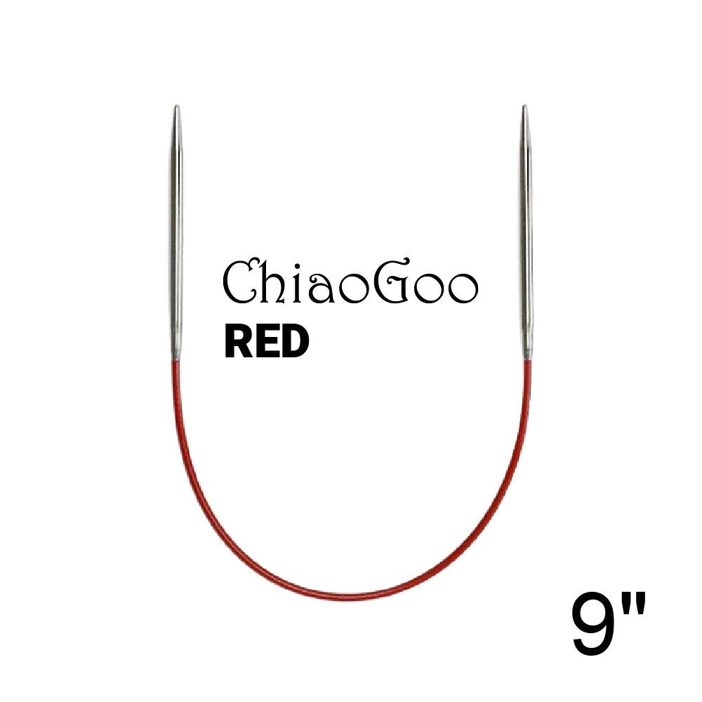 9 inch (23 cm) Chiaogoo Red circular knitting needles - Available Size 0-8