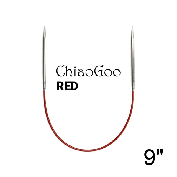 9 inch (23 cm) Chiaogoo Red circular knitting needles - Available Size 0-8