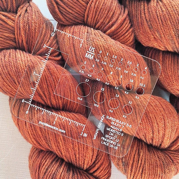 Knitter's Multi-Gauge Tool, Wraps Per Inch Gauge, Swatch Gauge, US and Metric Sizes, Gifts for Knitters