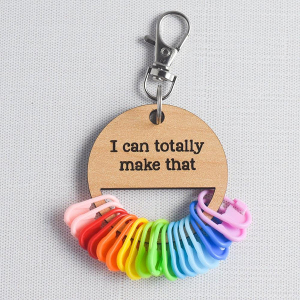 Set of 20 Locking Stitch Markers plus Holder, Stitch Marker Holder with Keychain, Stitch Marker organizer - I Can Make That