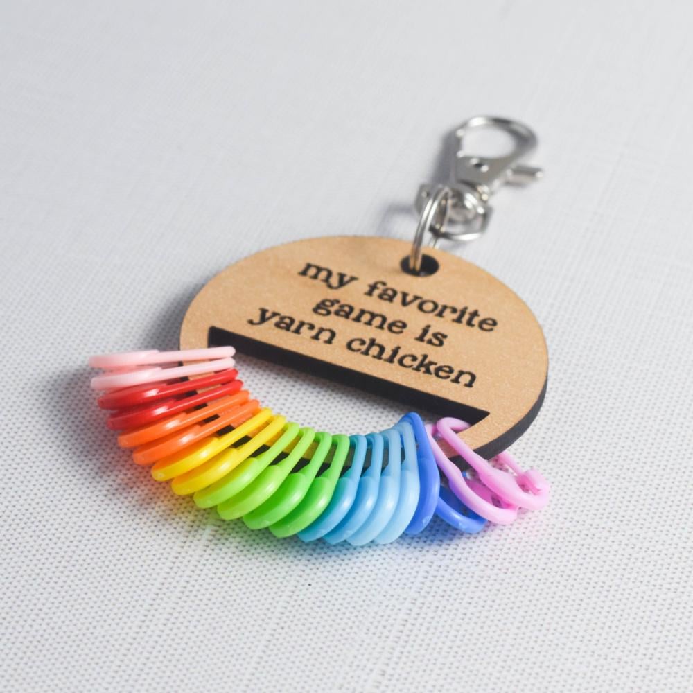 Set of 20 Locking Stitch Markers plus Holder, Stitch Marker Holder with Keychain, Stitch Marker organizer - Yarn Chicken