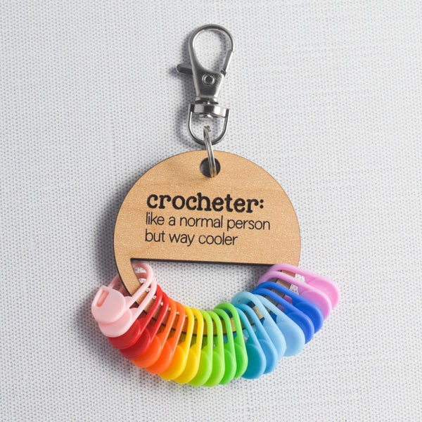Set of 20 Locking Stitch Markers plus Holder, Stitch Marker Holder with Keychain, Stitch Marker organizer - Crocheter