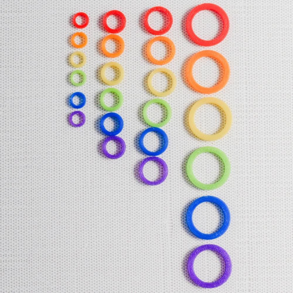 Set of 24 Ring Stitch Markers - Rainbow - Snag Free Stitch Markers, Small Stitch Markers - 4 sizes