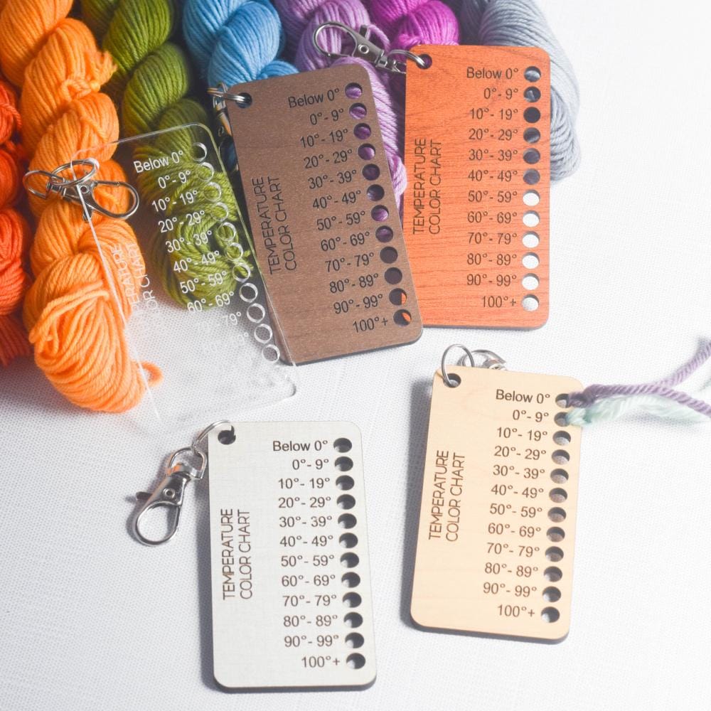 Temperature Blanket Color Chart - Keychain Pocket Size - Reusable Wood Card, Crochet Blanket Color Chart, Crochet, Color Card