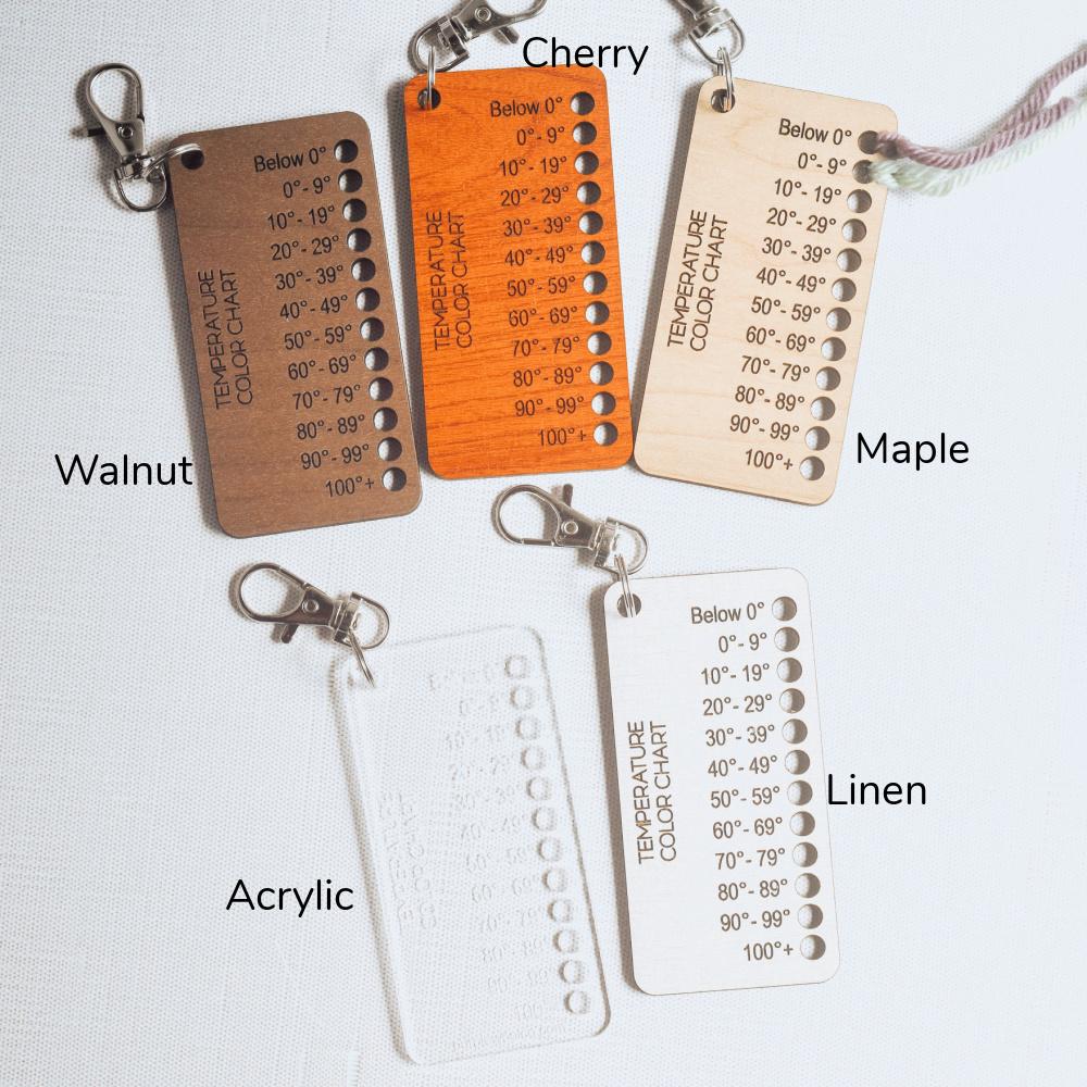 Temperature Blanket Color Chart - Keychain Pocket Size - Reusable Wood Card, Crochet Blanket Color Chart, Crochet, Color Card