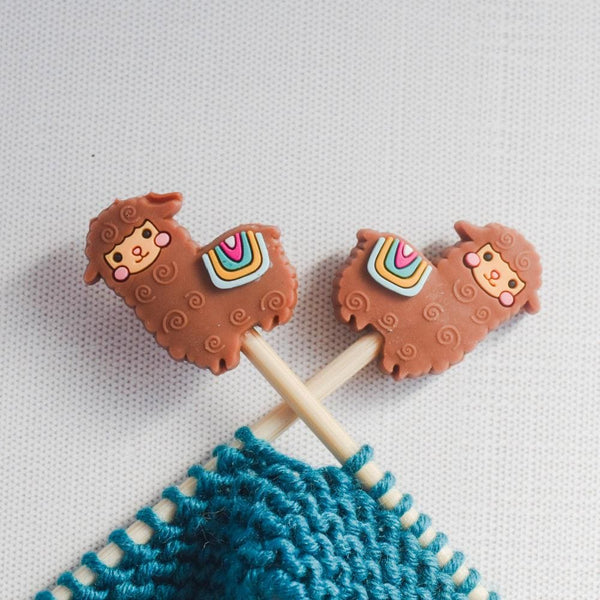 Llama Silicone Stitch Stoppers - Set of 2 - Knitting Needle Point Protectors, Stitch Holders, Needle Stoppers