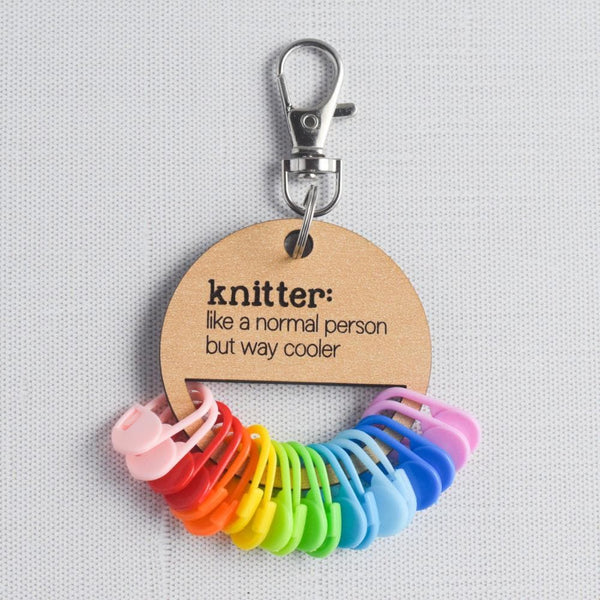 Set of 20 Locking Stitch Markers plus Holder, Stitch Marker Holder with Keychain, Stitch Marker organizer - Knitter