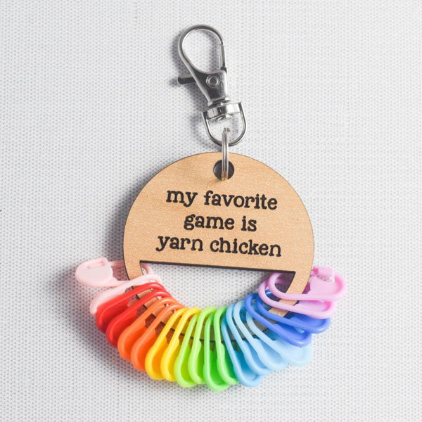 Set of 20 Locking Stitch Markers plus Holder, Stitch Marker Holder with Keychain, Stitch Marker organizer - Yarn Chicken