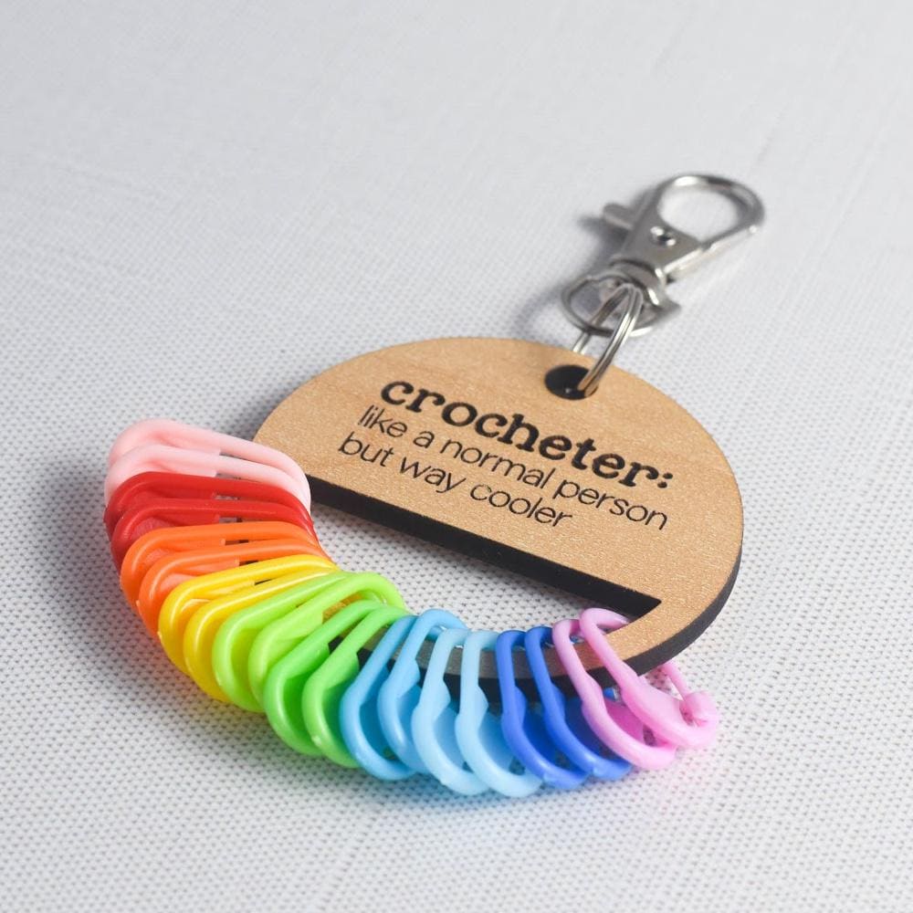 Set of 20 Locking Stitch Markers plus Holder, Stitch Marker Holder with Keychain, Stitch Marker organizer - Crocheter