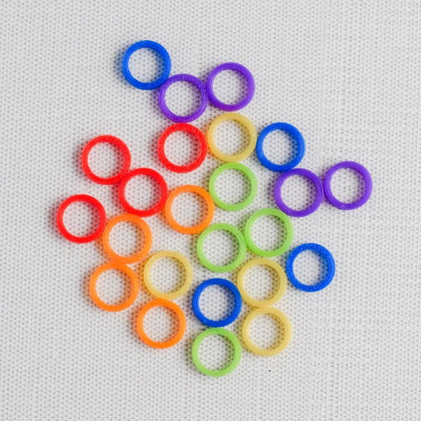 Set of 24 Ring Stitch Markers - Rainbow - Snag Free Stitch Markers, Small Stitch Markers - 4 sizes