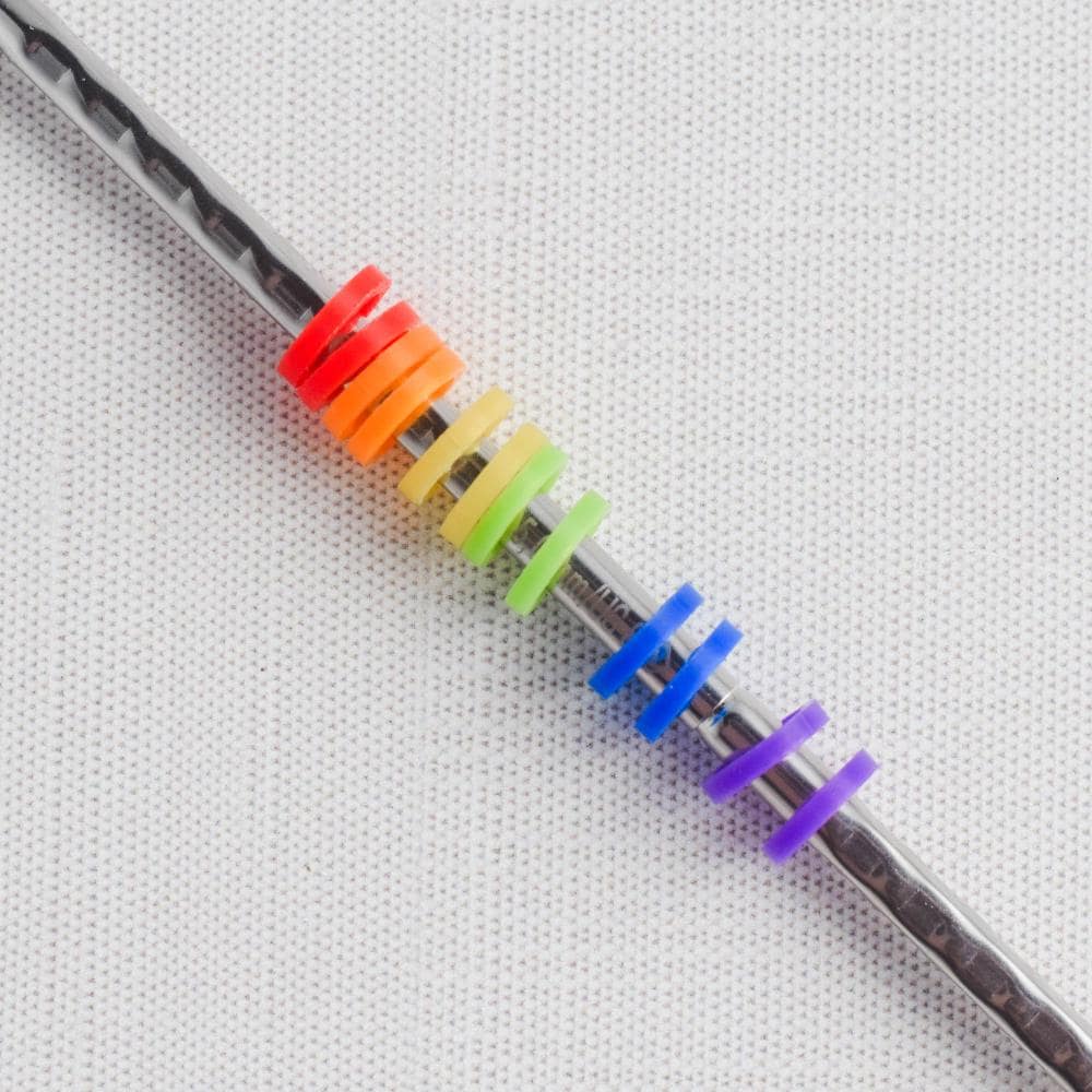 Set of 24 Ring Stitch Markers - Rainbow - Snag Free Stitch Markers, Small Stitch Markers - 4 sizes