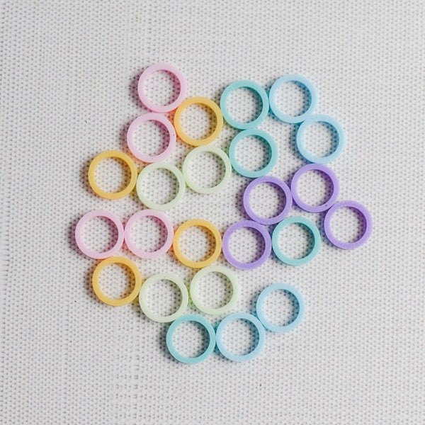 Set of 24 Ring Stitch Markers - Pastel - Snag Free Stitch Markers, Small Stitch Markers - 4 sizes