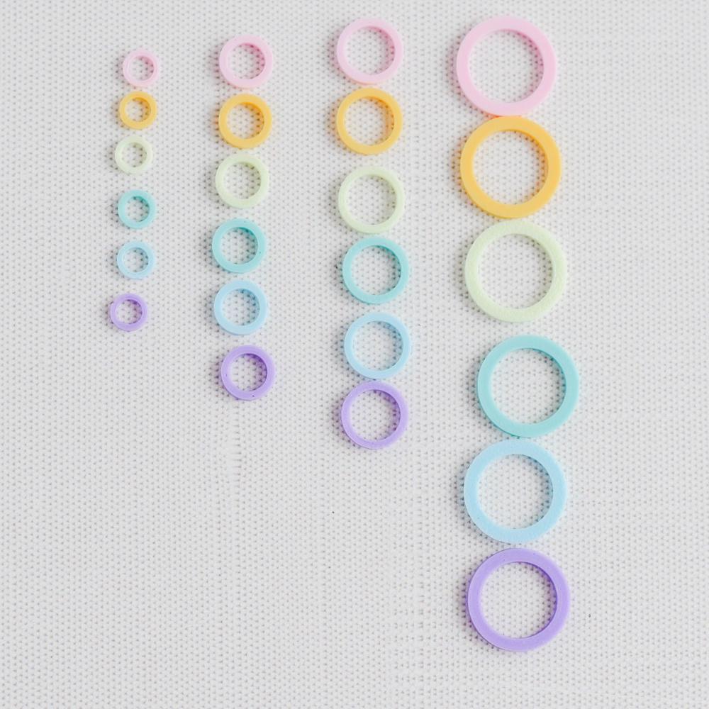 Set of 24 Ring Stitch Markers - Pastel - Snag Free Stitch Markers, Small Stitch Markers - 4 sizes