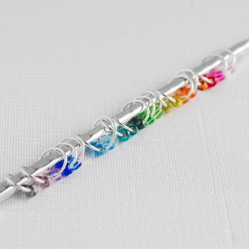 Set of 20 Snag Free Ring Stitch Markers, Beaded Stitch Markers Small Metal Stitch Markers - Rainbow
