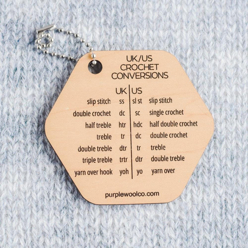 Crochet Conversions Tool, UK to US Crochet Conversions Chart Yarn Gauge, Pattern Helper