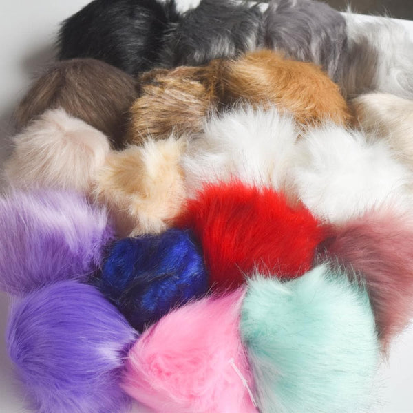 6" Large Faux Fur Pom Poms with Elastic Loop. Pick A Color! 100% Acrylic in 19 colors!