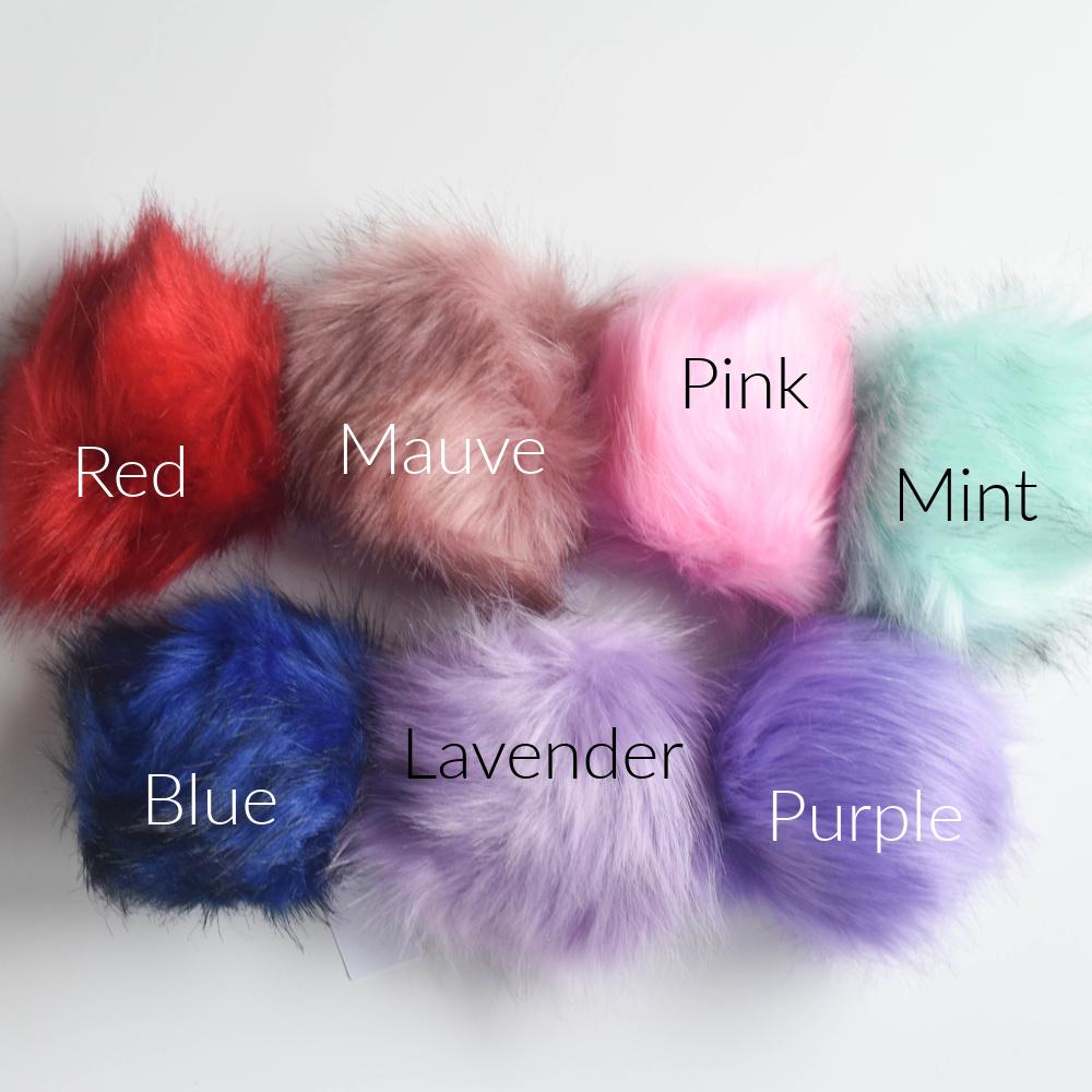 6" Large Faux Fur Pom Poms with Elastic Loop. Pick A Color! 100% Acrylic in 19 colors!