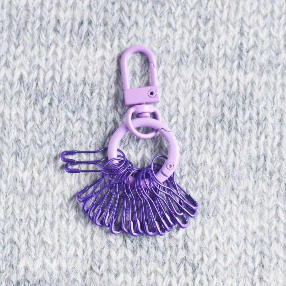 Stitch Marker Holder + 20 Bulb Pin Markers, Progress Keepers for Knitting / Crochet - Locking Stitch Markers