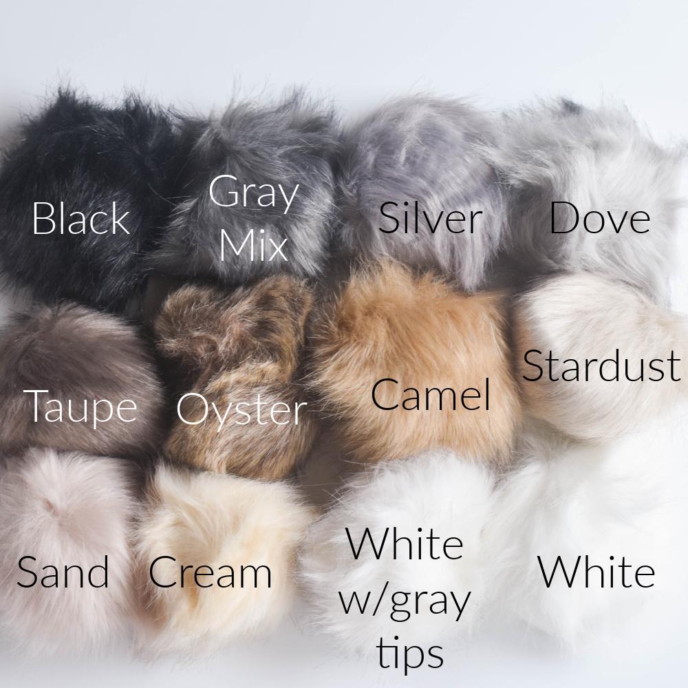 6" Large Faux Fur Pom Poms with Elastic Loop. Pick A Color! 100% Acrylic in 19 colors!