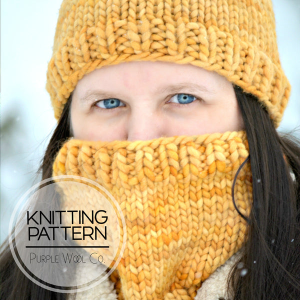 PLAIN JANE Hat and Cowl Combo - PDF Knitting Pattern