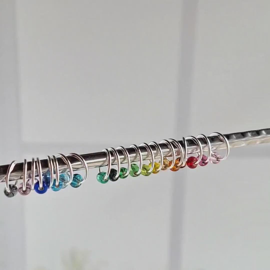 Set of 15 Snag Free Ring Stitch Markers, Beaded Stitch Markers Small Metal Stitch Markers - Under the Sea