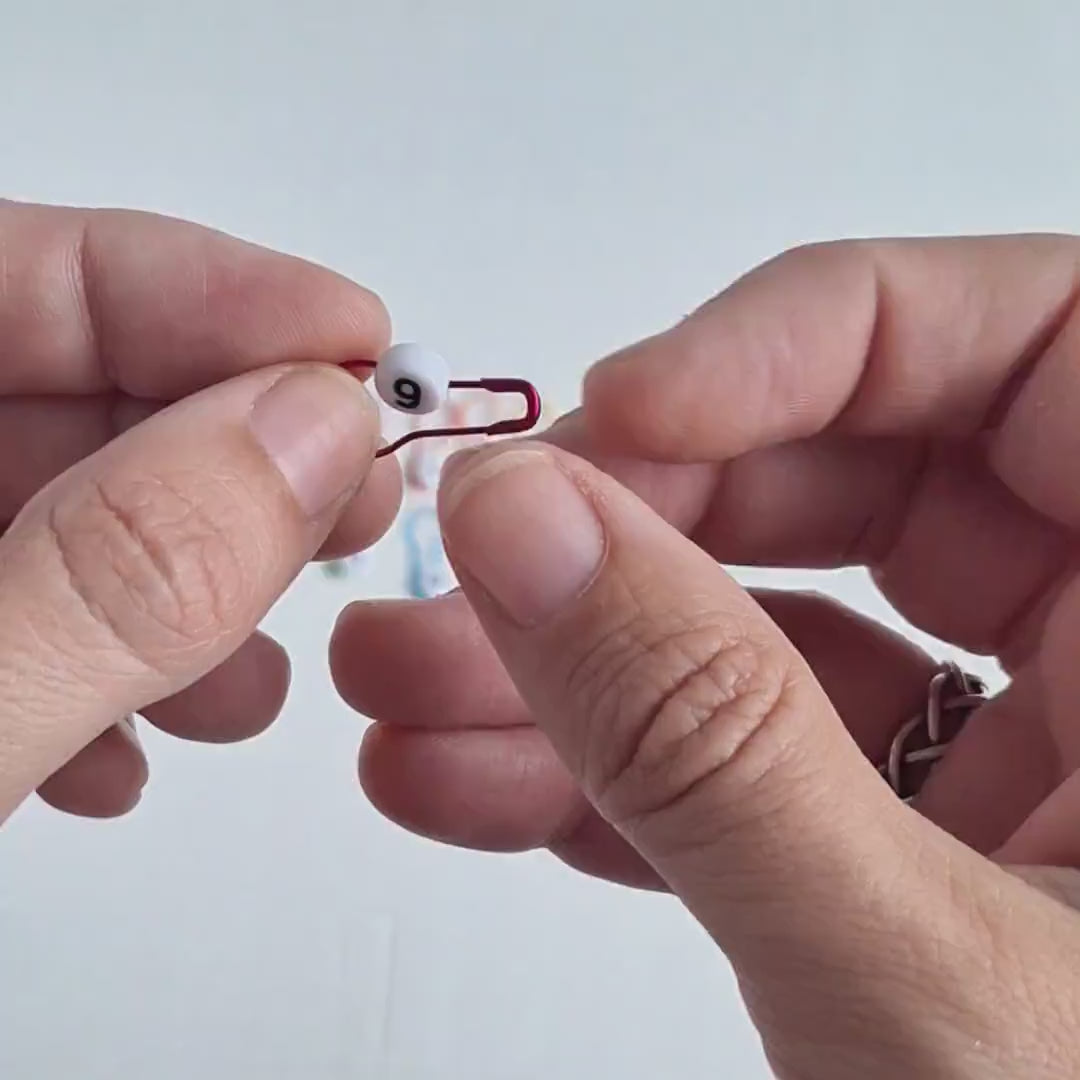 Set of 10 Number Stitch Markers - 0-9 White - Cast On Counting Numbers, Row Counter Markers, Bulb Pin Stitch Markers, Progress Keepers