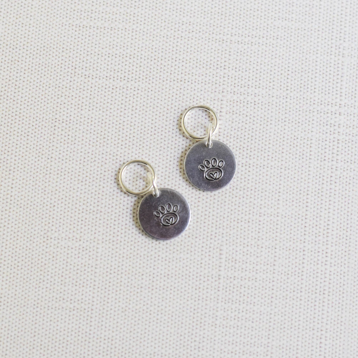 Set of 2 Hand Stamped Stitch Markers - Paw Love