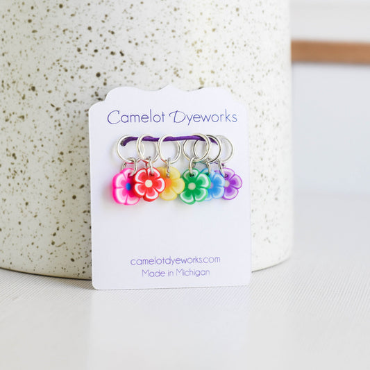 Set of 6 Rainbow Flower Stitch Markers