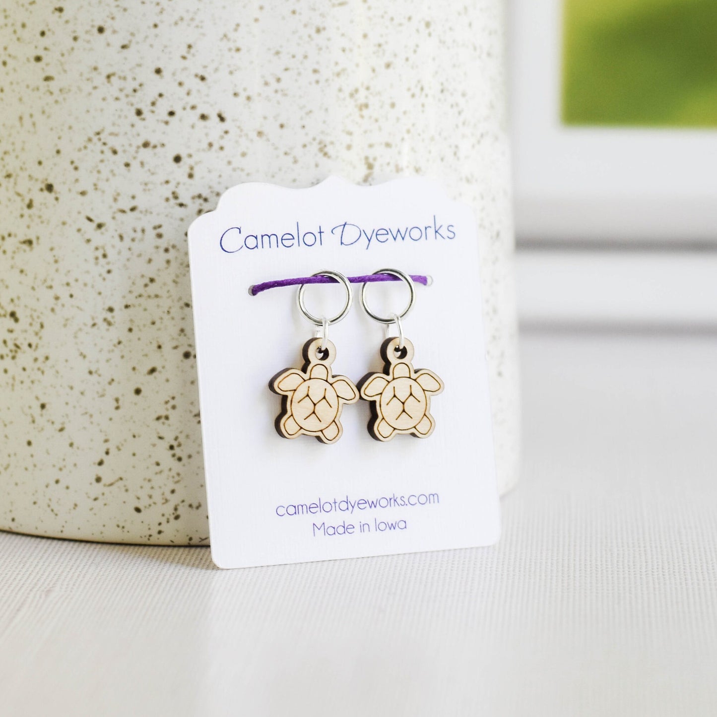 Set of 2 Laser Engraved Stitch Markers - Sea Turtles