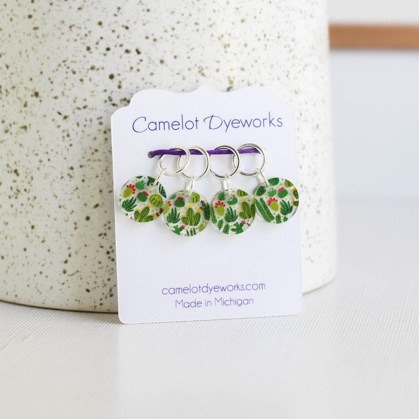 Set of 4 Acrylic Stitch Markers - Clear Cactus