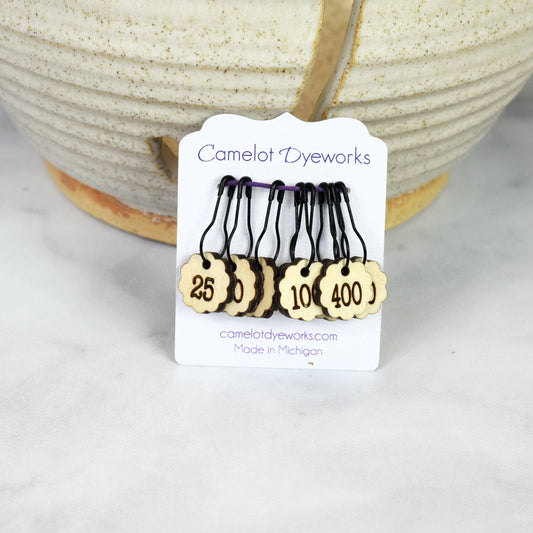 Set of 8 Laser Engraved Removable Stitch Marker - Cast On Counting Numbers - Birch