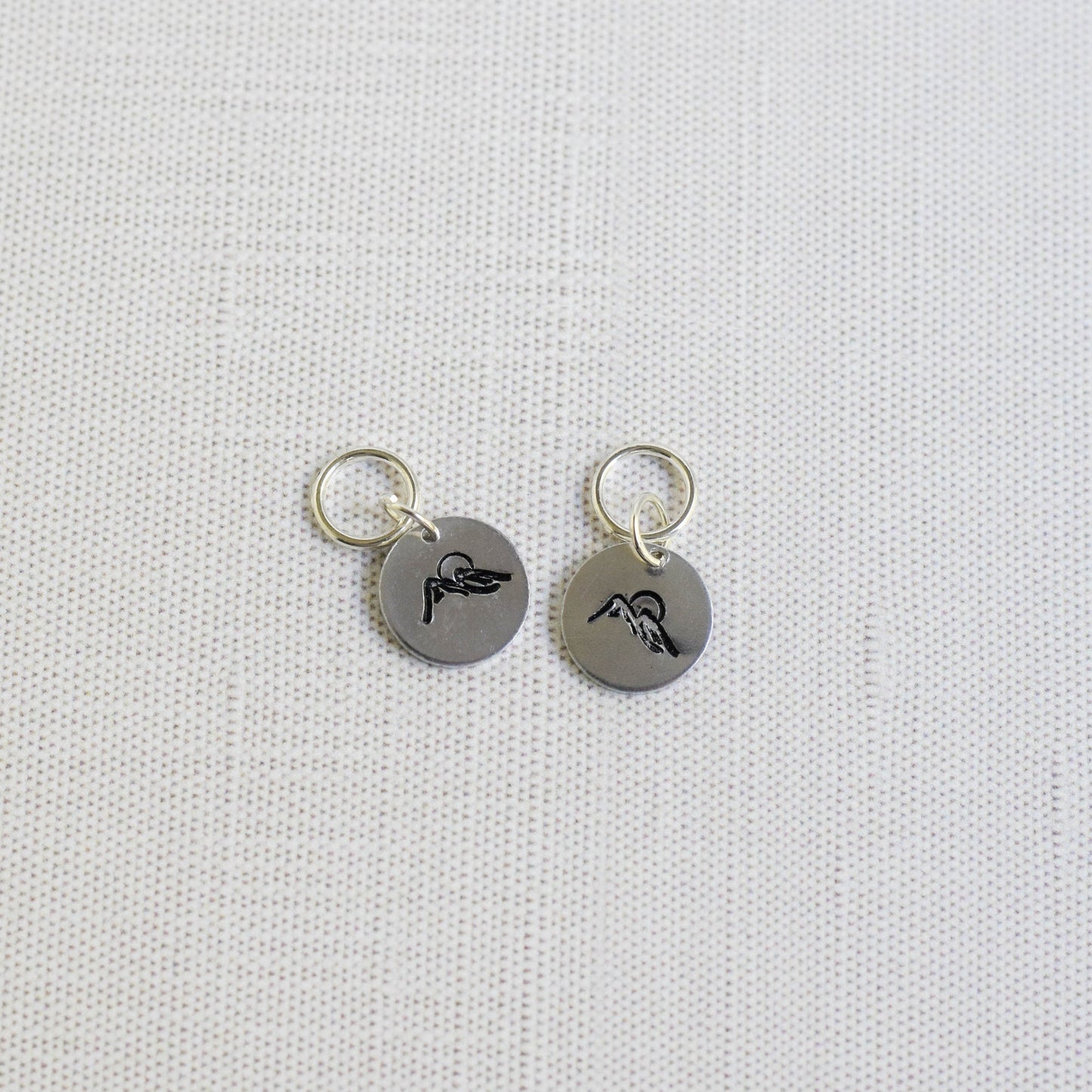 Set of 2 Hand Stamped Stitch Markers - Mountain View