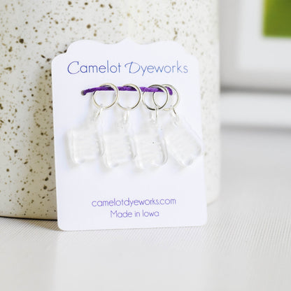 Set of 4 Laser Engraved Stitch Markers - M1L and M1R - Clear Outline