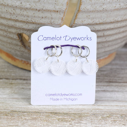 Set of 4 Laser Engraved Stitch Markers - Clear Acrylic Yarn Balls