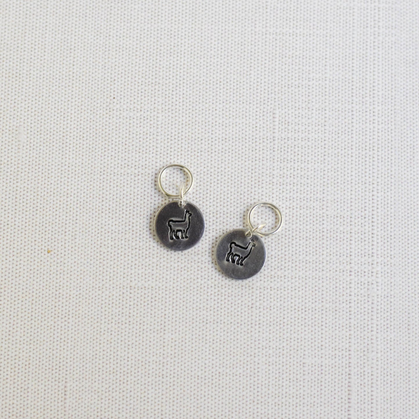 Set of 2 Hand Stamped Stitch Markers - Llama