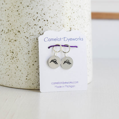 Set of 2 Hand Stamped Stitch Markers - Mountain View