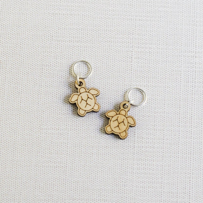 Set of 2 Laser Engraved Stitch Markers - Sea Turtles